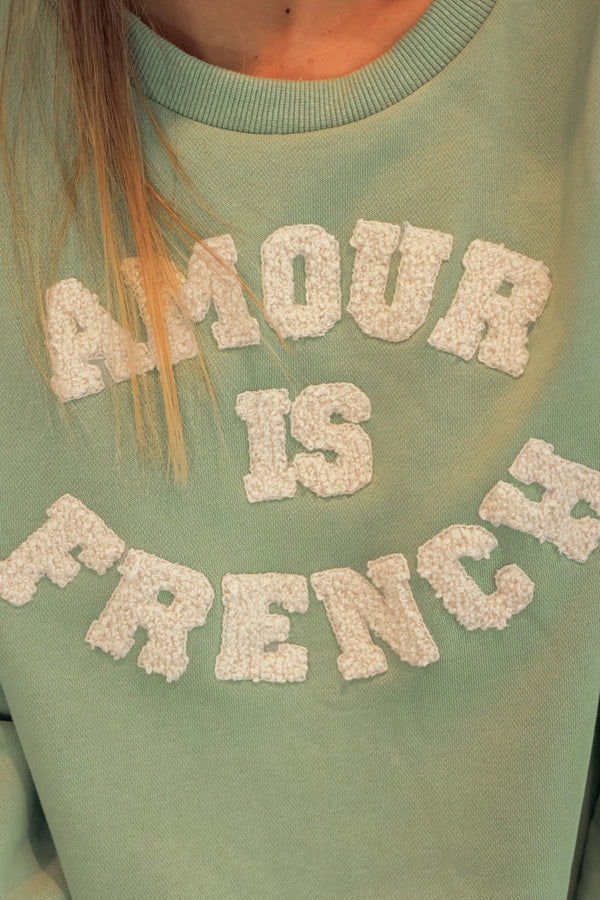 Olive “Amour is French” Long Sleeve Tee