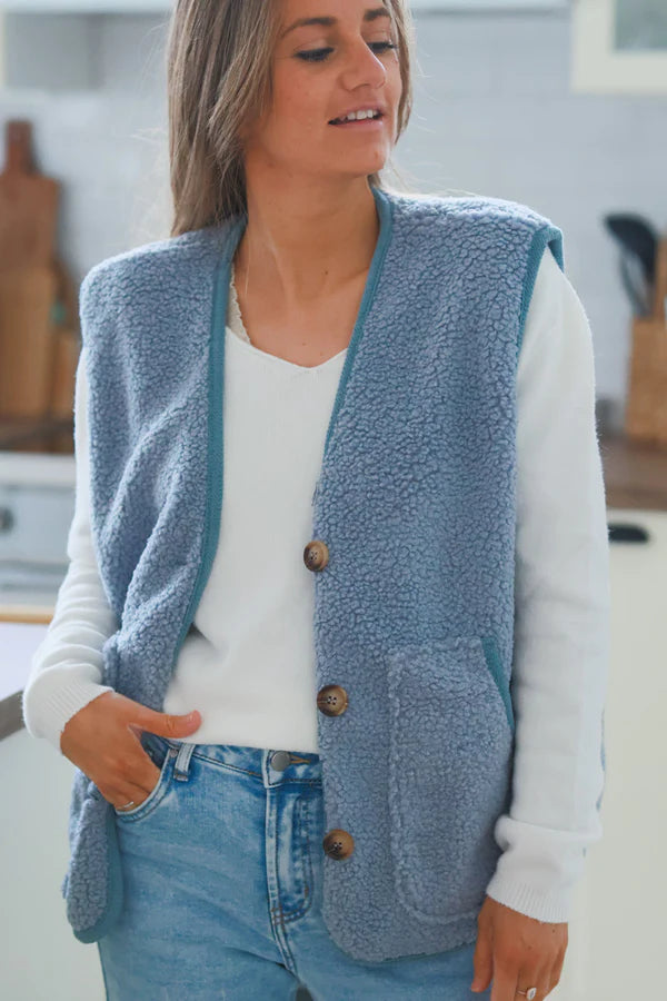 Baby Blue Faux Shearling Vest