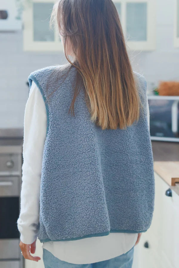 Baby Blue Faux Shearling Vest