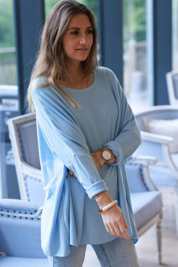 Baby Blue Oversized Batwing Sweater