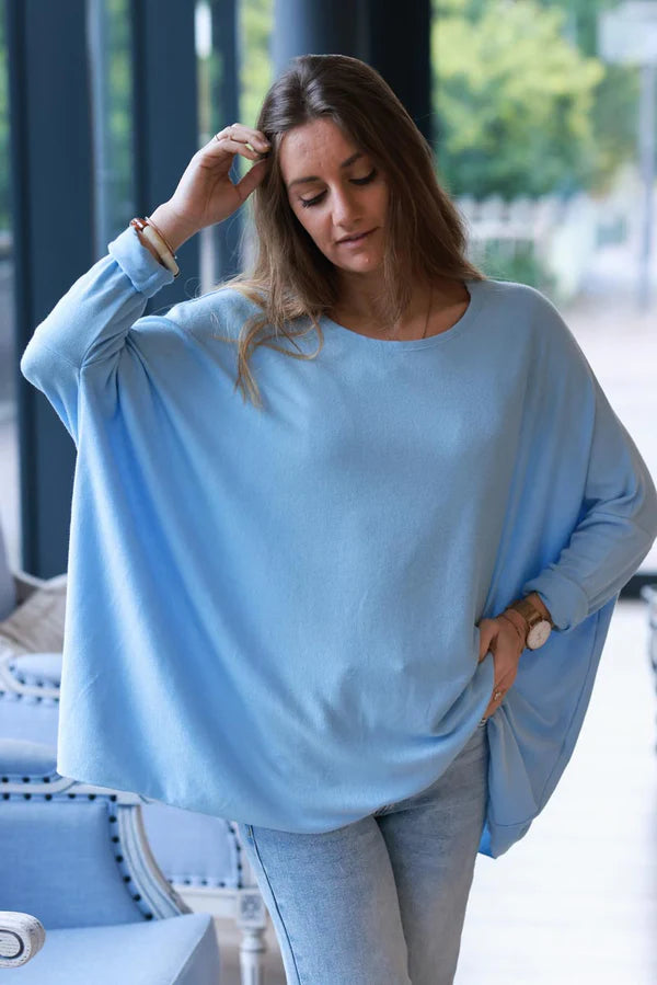 Baby Blue Oversized Batwing Sweater