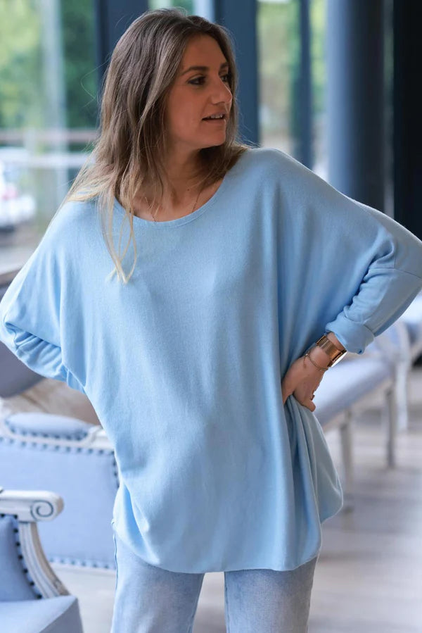 Baby Blue Oversized Batwing Sweater