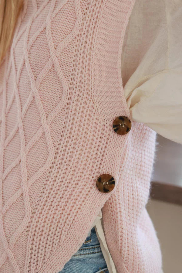 Baby Pink Trellis Knit Sweater Vest