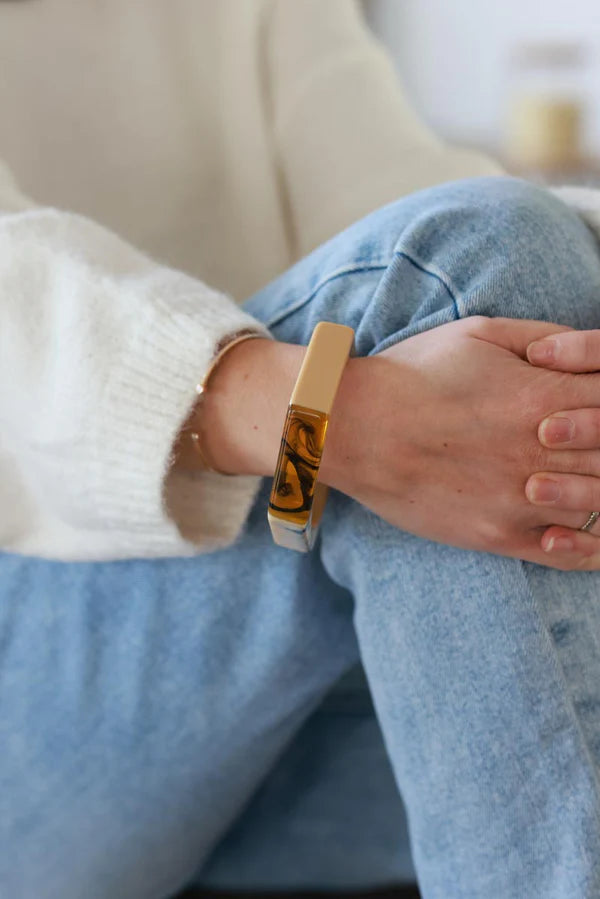 Beige Hexagon Resin Bracelet