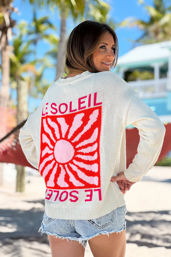 Beige Le Soleil Lightweight Knit Sweater