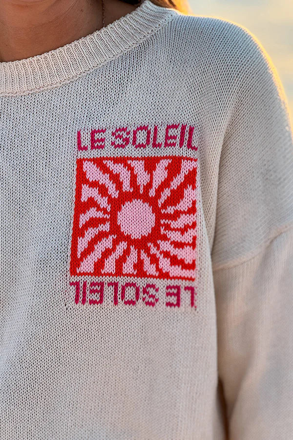 Beige Le Soleil Lightweight Knit Sweater