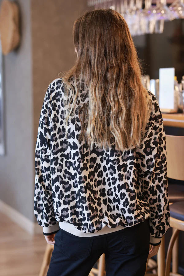 Beige Leopard Print Sweatshirt