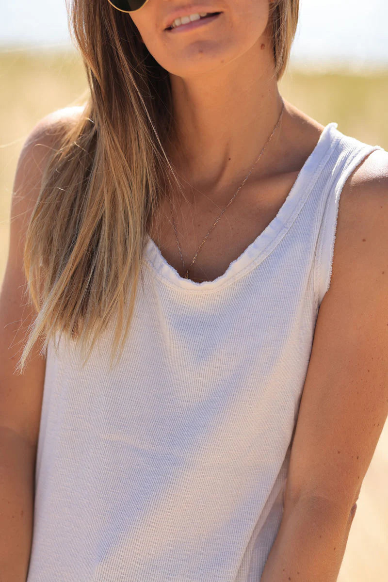 Beige ribbed tank top ‘ILY to the moon and back’