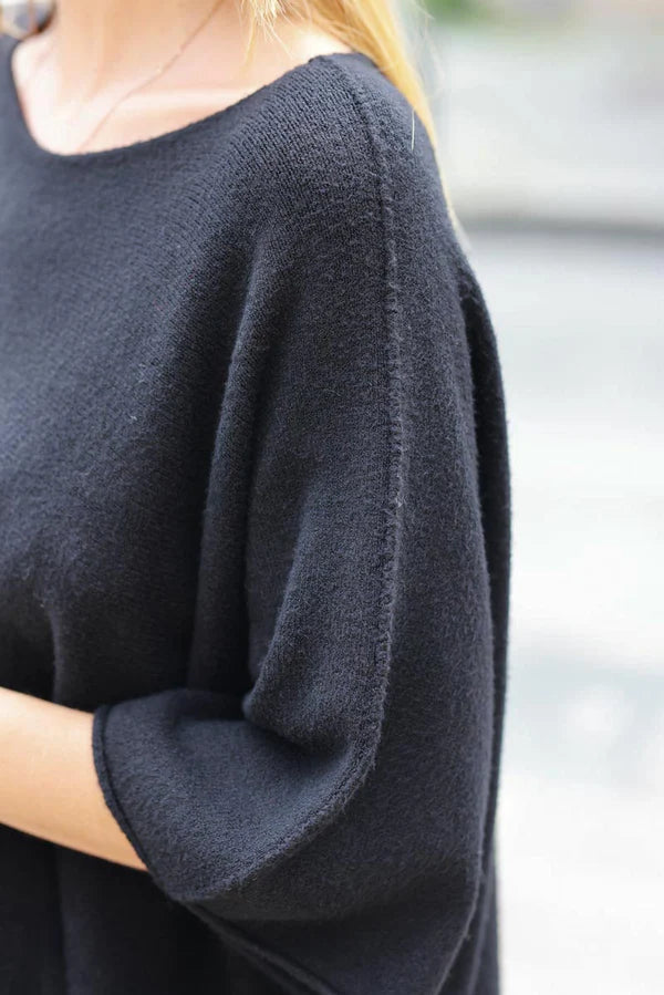 Black Knit Batwing Sweater