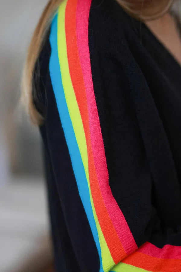 Black Rainbow Stripe Knit Lounge Top