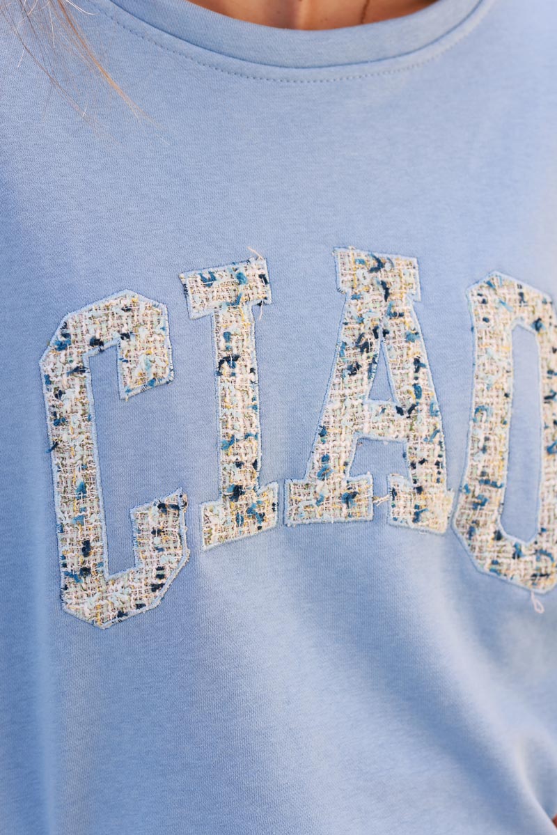 Blue “CIAO” Italian Knit Top