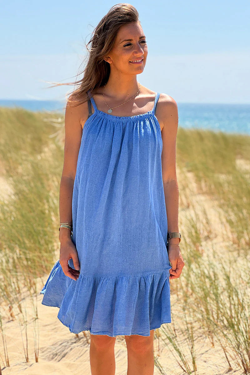Blue Fluted Terry Sundress
