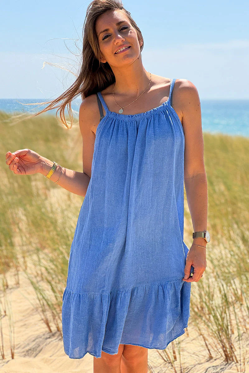 Blue Fluted Terry Sundress