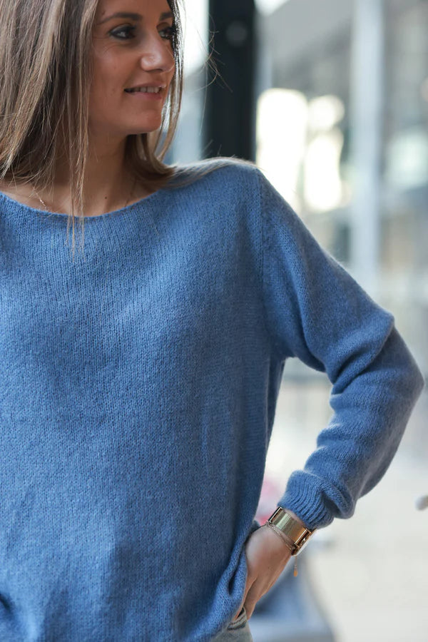 Blue jean Alpaca Soft Knit Sweater