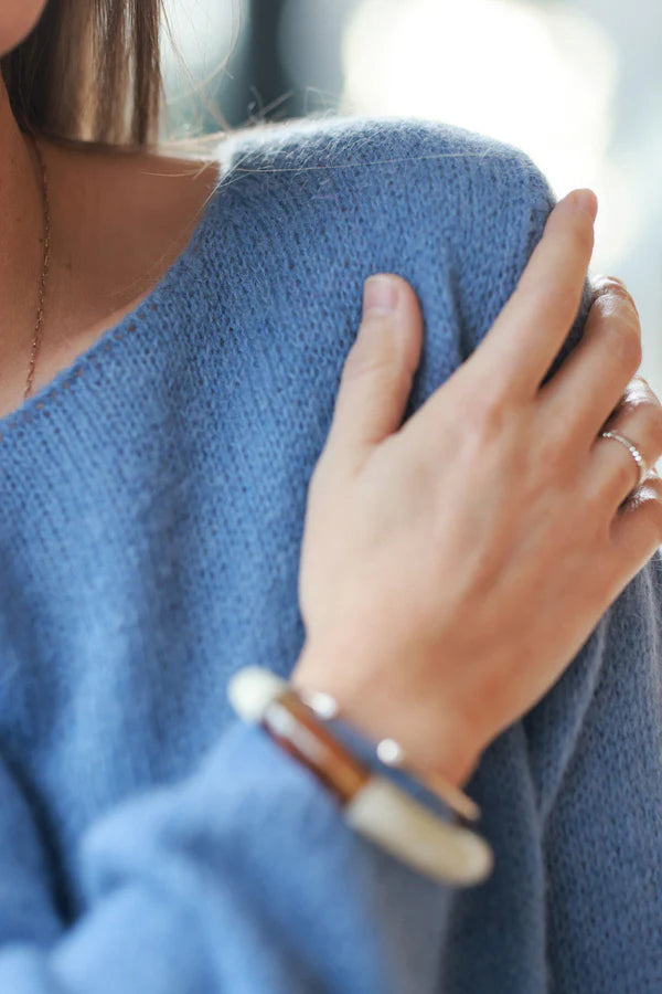 Blue jean Alpaca Soft Knit Sweater