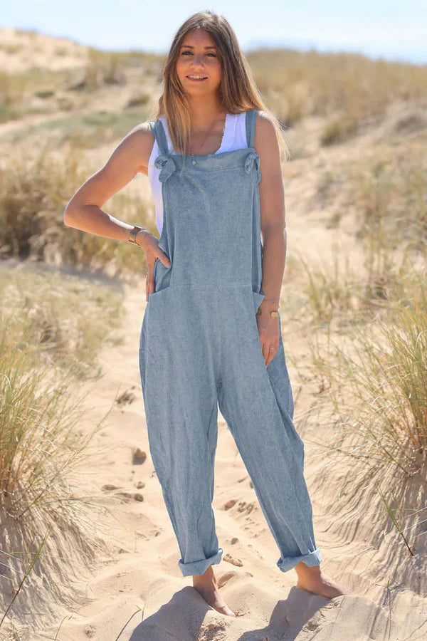 Blue Jean Cotton and Linen Flowing Overalls