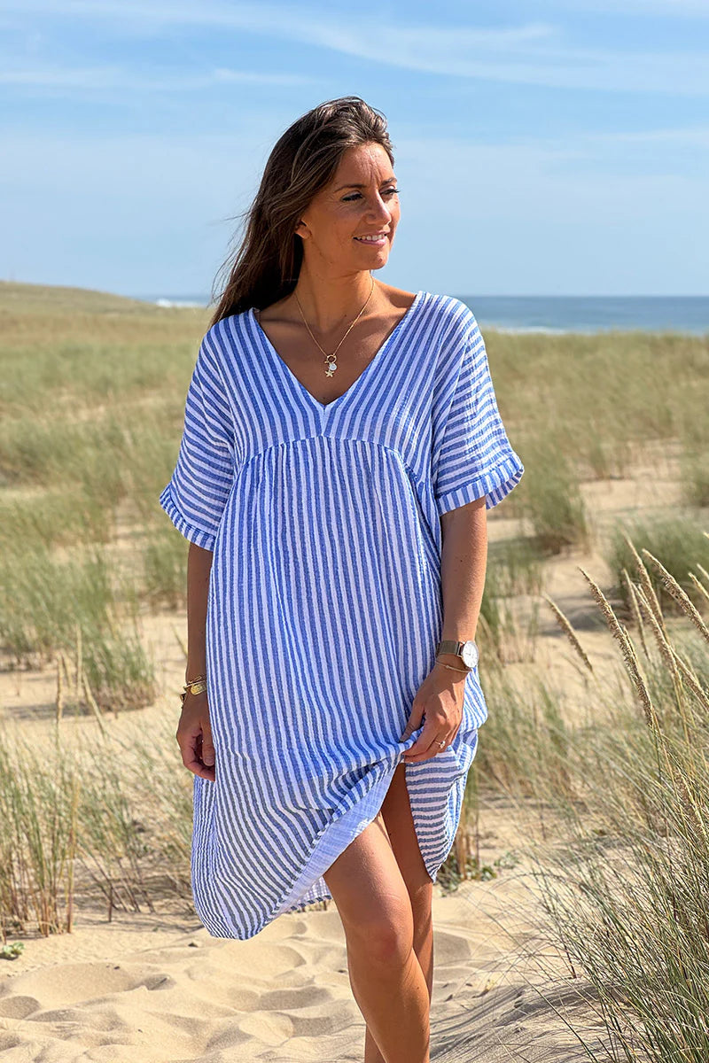Blue Striped Gauze Sundress