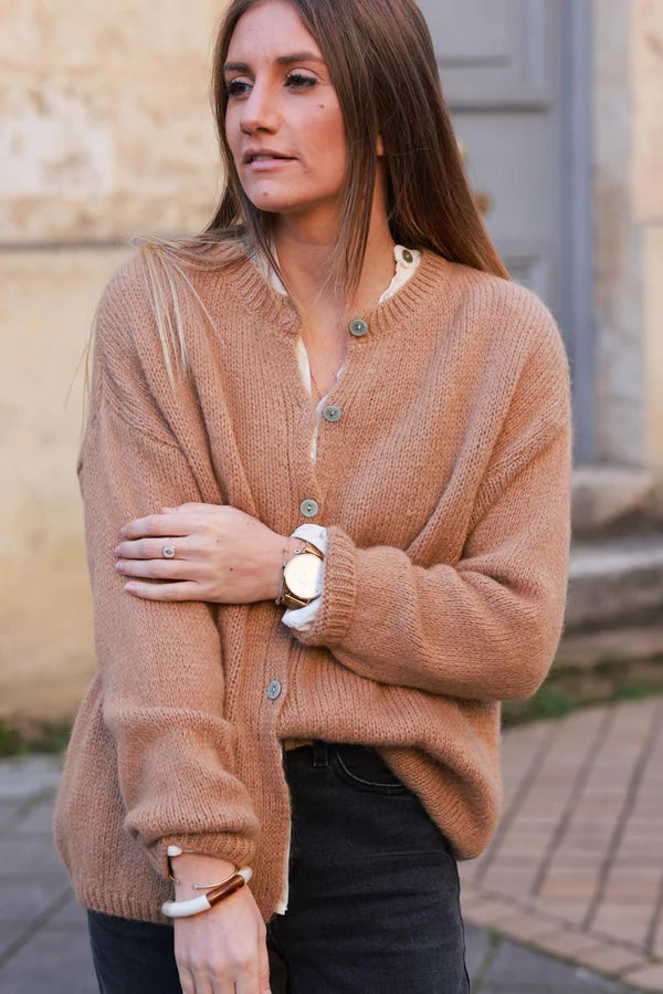 Camel Mohair Blend Cardigan