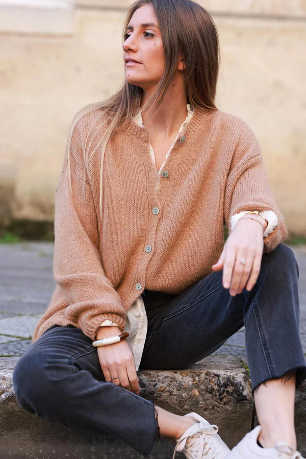 Camel Mohair Blend Cardigan