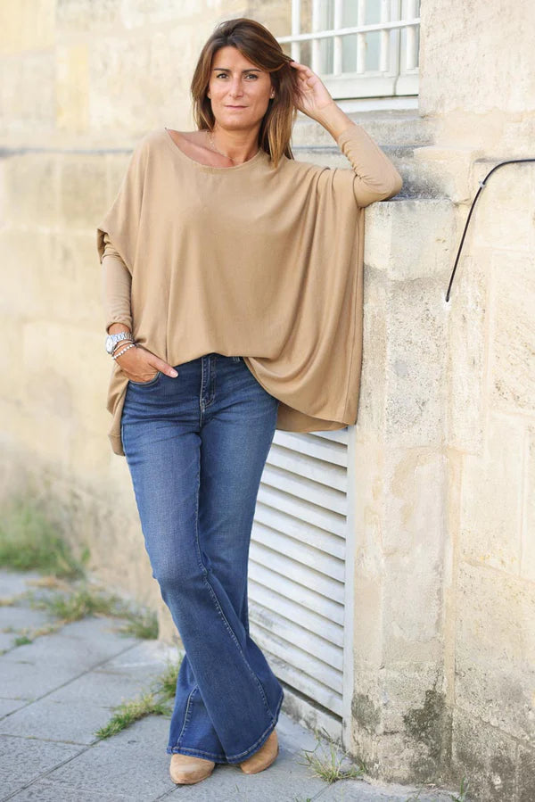 Camel Oversized Batwing Sweater