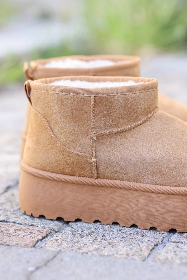 Hannah Camel Suedette Platform Comfort Mini Boots