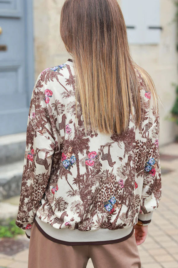 Camel Sweatshirt with Jungle Print