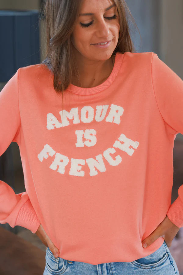 Coral “Amour is French” Long Sleeve Tee