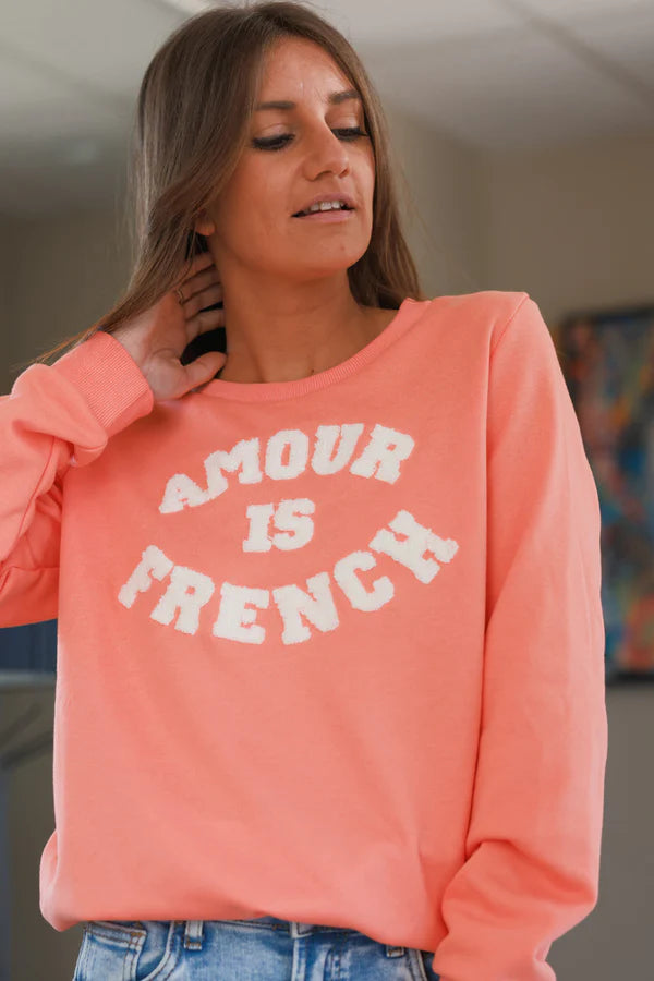 Coral “Amour is French” Long Sleeve Tee