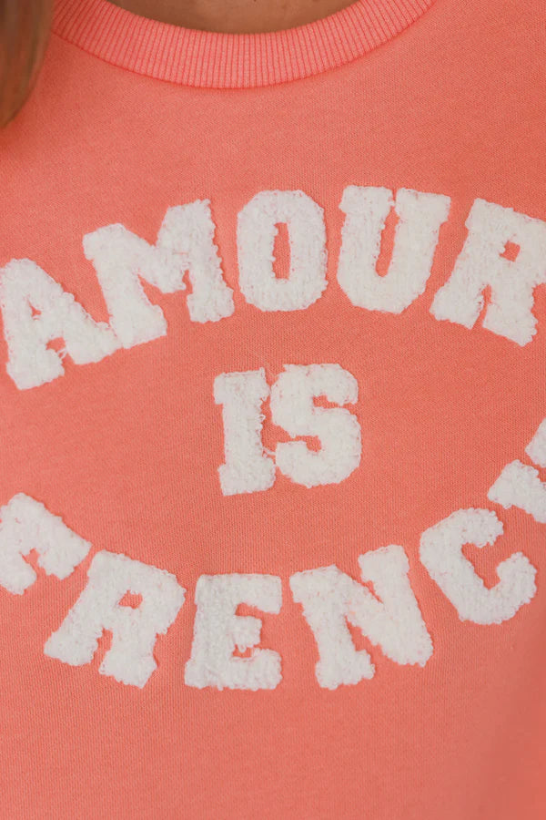 Coral “Amour is French” Long Sleeve Tee