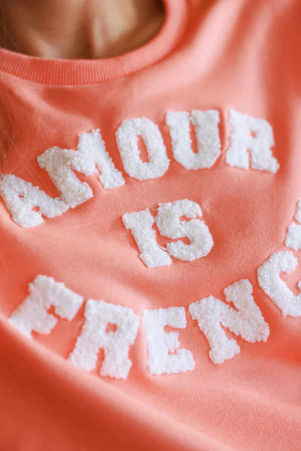 Coral “Amour is French” Long Sleeve Tee