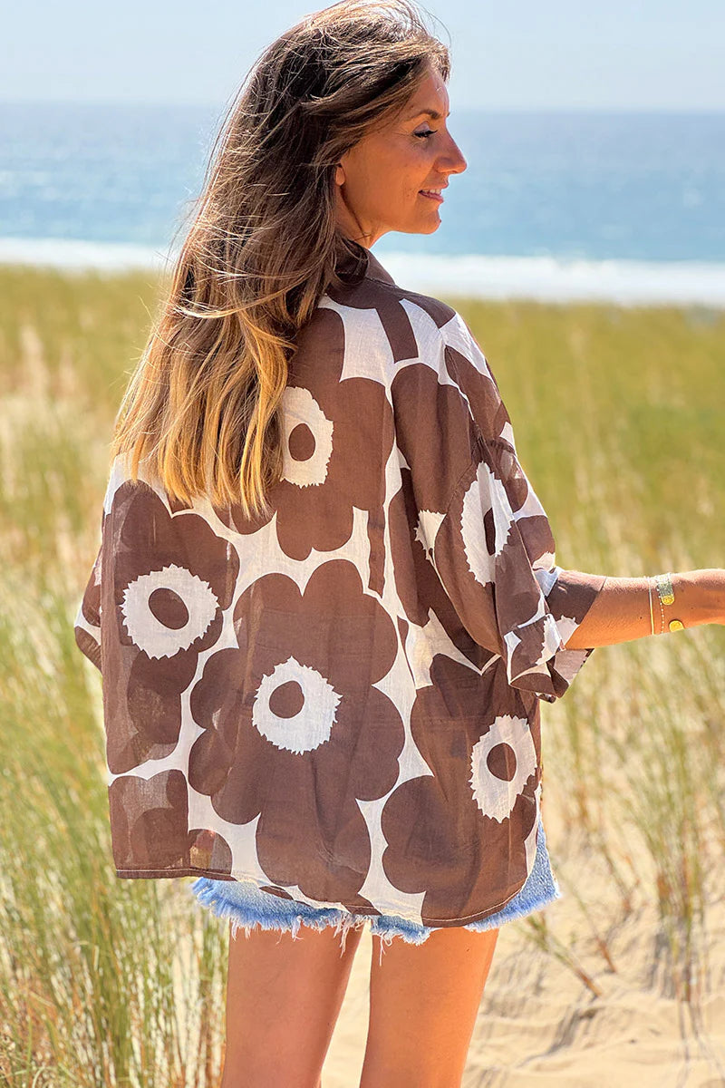 Cream Flower Power Poplin Tunic