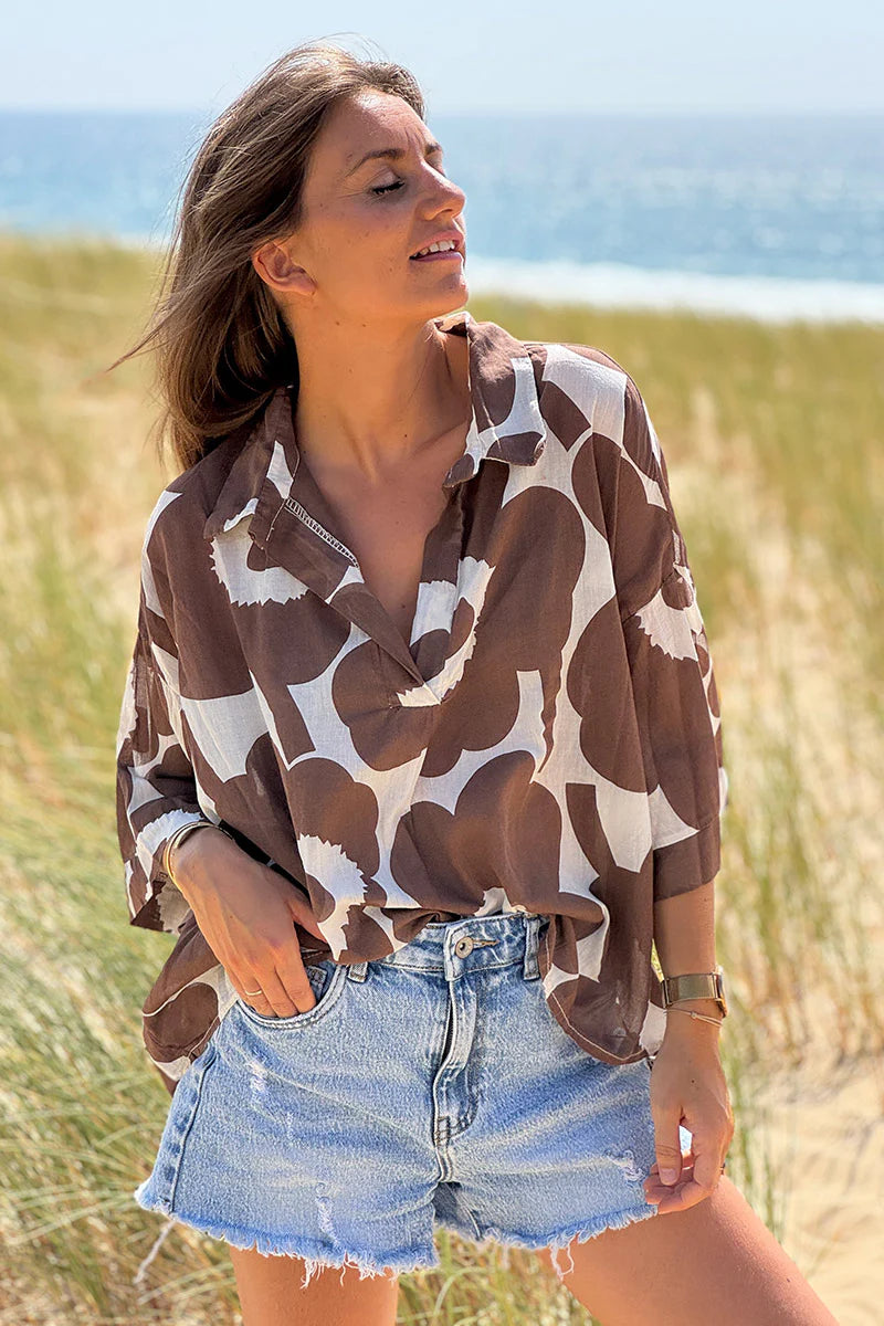 Cream Flower Power Poplin Tunic