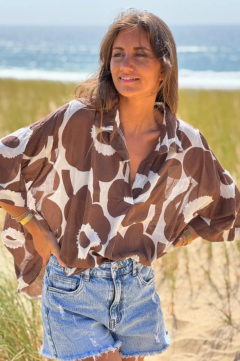 Cream Flower Power Poplin Tunic