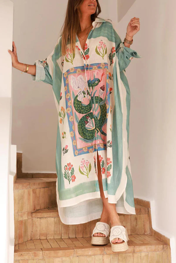 Cream Garden of Eden Print Caftan