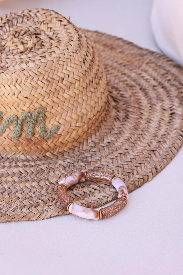 Cream Glitter Tube Bead Bracelet