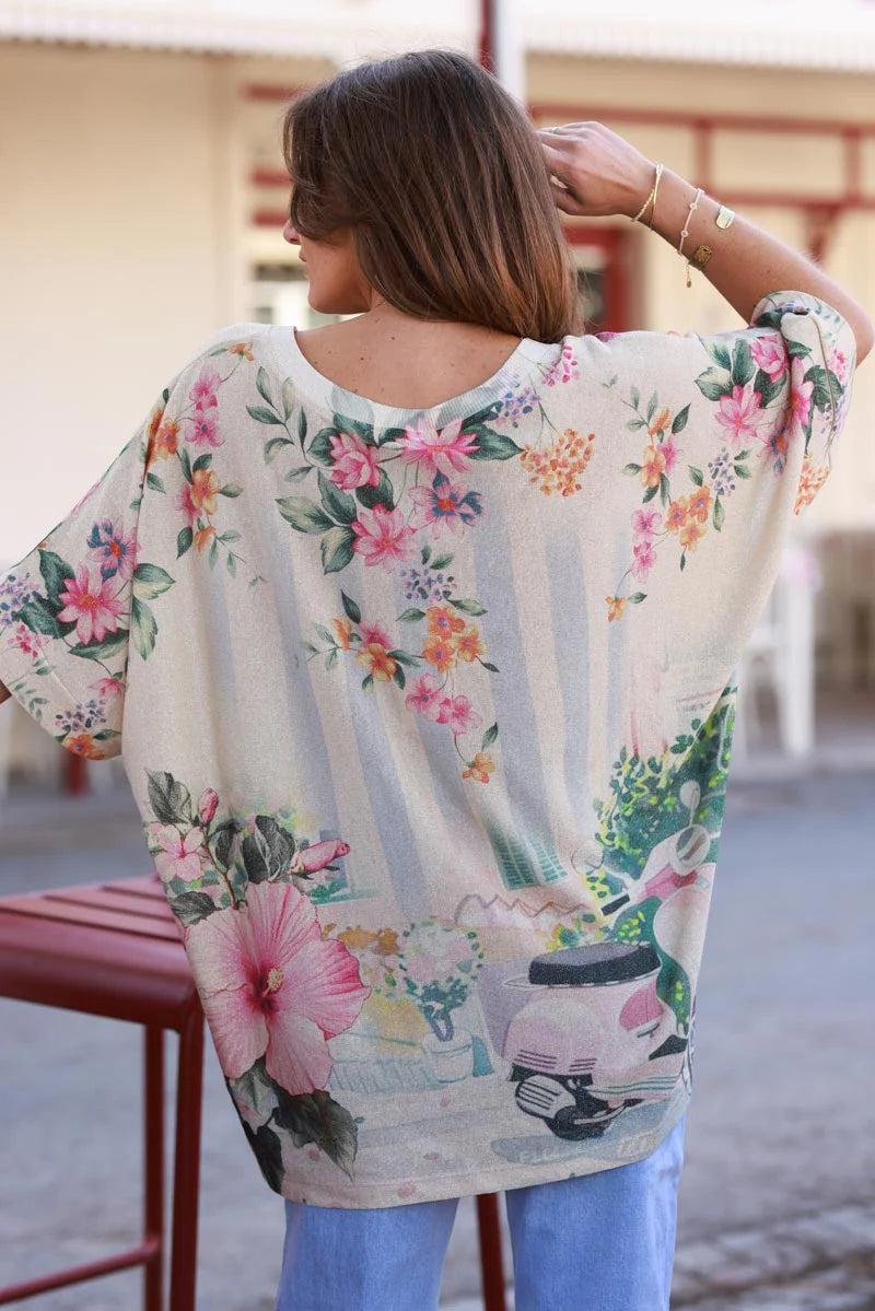 Cream “La Dolce Vita” Floral Escape Blouse