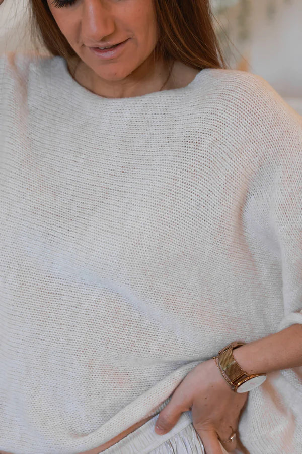 Cream Wool Blend Cropped Sweater