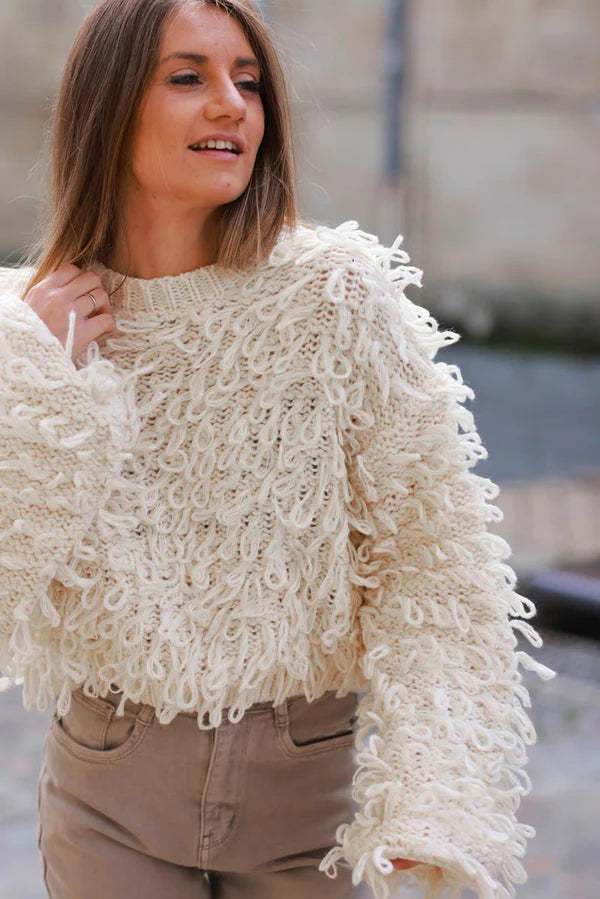 Cream Loop Knit Sweater