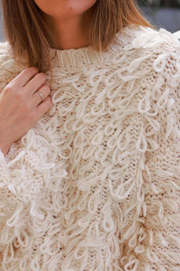 Cream Loop Knit Sweater