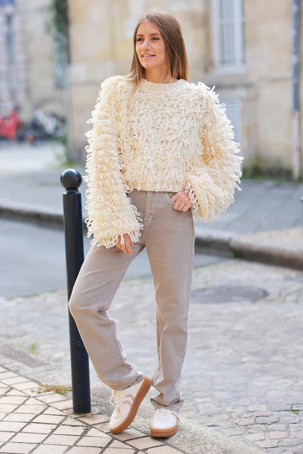 Cream Loop Knit Sweater