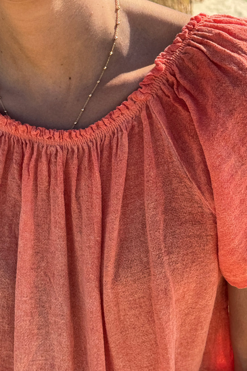 Faded Orange Cotton Bardot Top