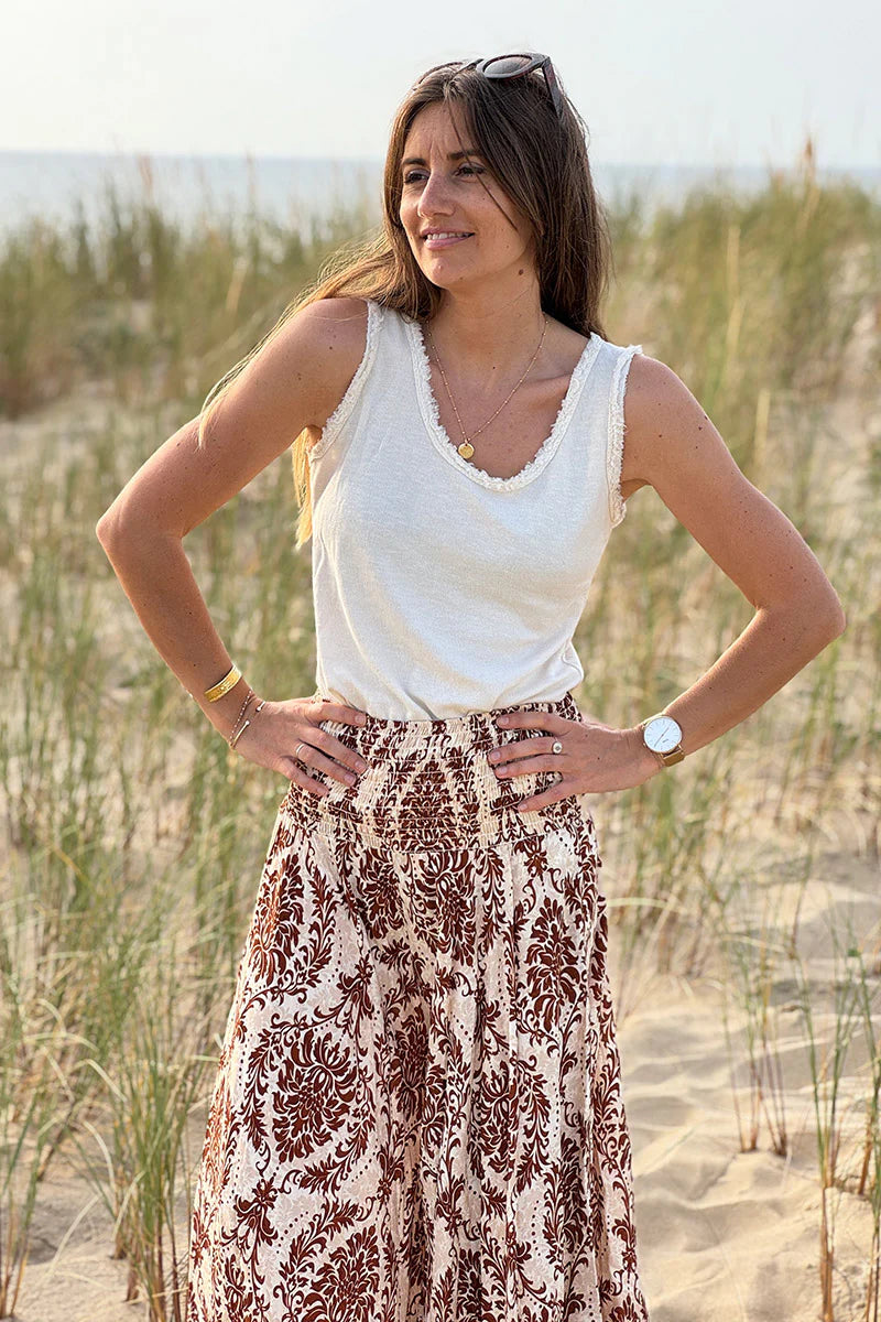 Floaty wide leg culottes with cafe paisley and lys print