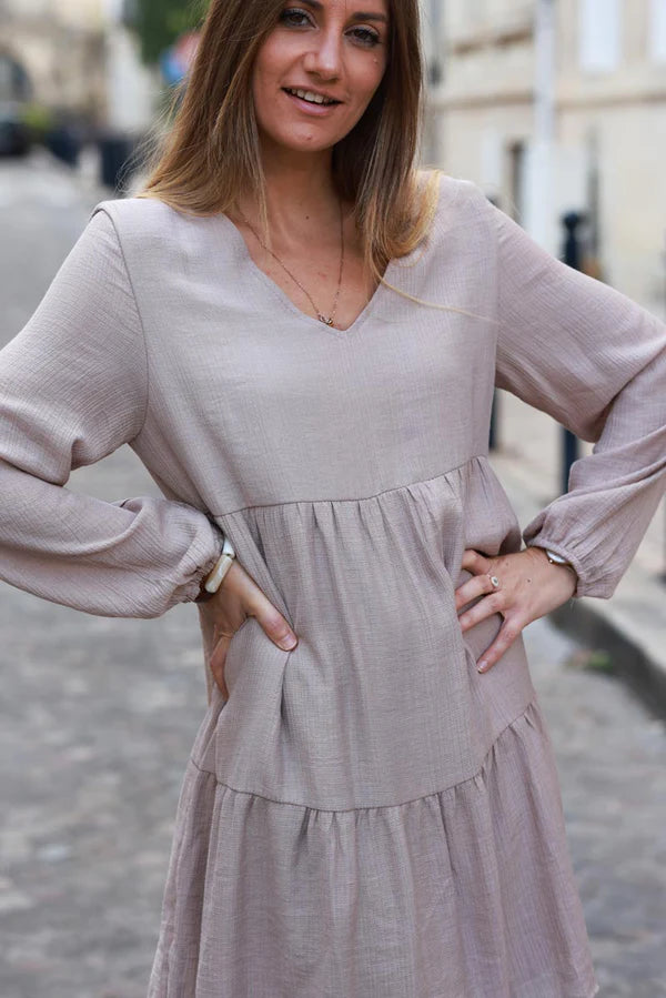 Ice brown dress with long sleeves