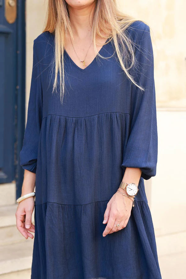 Navy Blue Dress With Long Sleeves