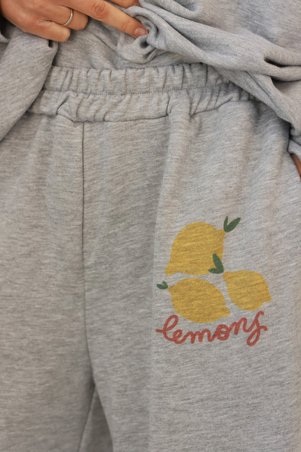 Heather Gray “Lemons” Knit Lounge Pants