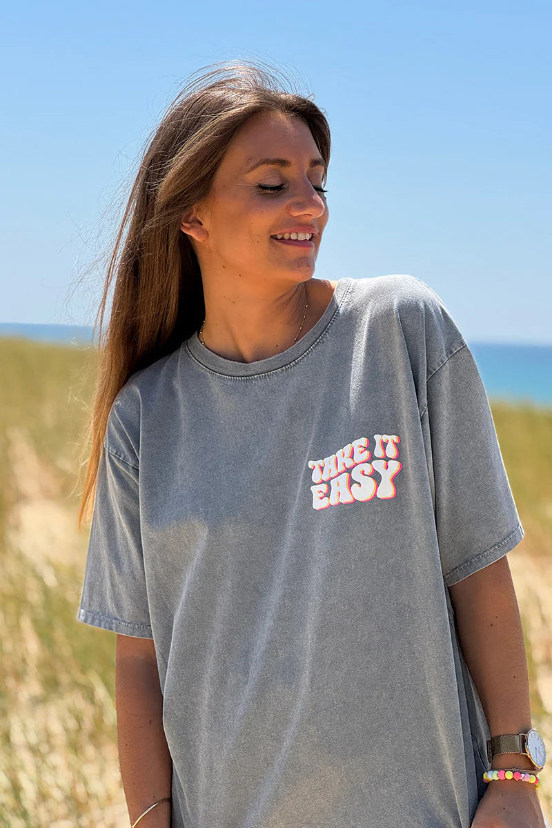 Gray “Take it Easy” Vintage Tee
