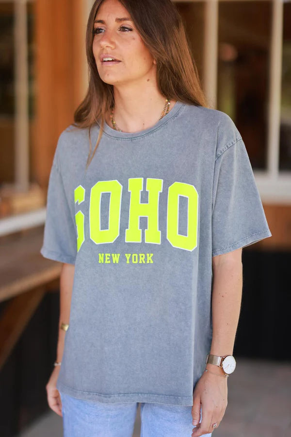Heather Grey SOHO New York Varsity Tee