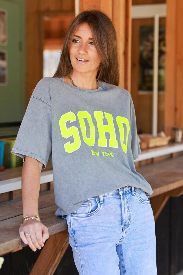 Heather Grey SOHO New York Varsity Tee