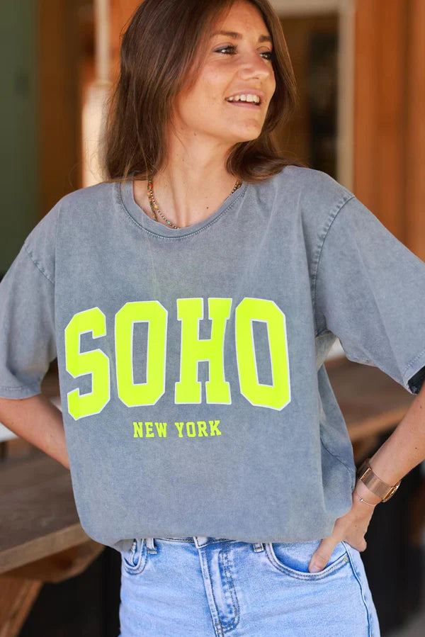 Heather Grey SOHO New York Varsity Tee