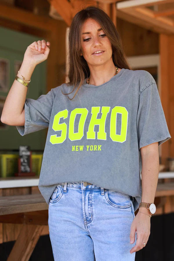 Heather Grey SOHO New York Varsity Tee